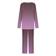 thumbnail image 6 of 2 Piece Running Outfits Set Women Plus Size Pajama Set Long Sleeve Nightwear Round Buttoned Necks Sleepwear Loungewear Set Trendy Sweatsuit S-163 Wine 3XL, 6 of 7