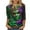 5-Green, variant on 2024 American Carnival Tops 3/4 Sleeves Round Neck Mardi Gras Printed Casual T-shirt New Years Gifts Purple M