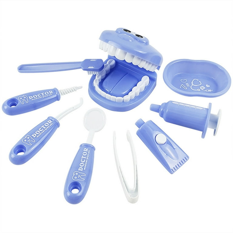 Visland 9PCS Plastic Simulation Dentist Play Set Medical Kit Pretend Toy  for Kids Hygienic Habbit Cultivation Role Play Game for Children