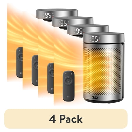 (4 pack) DREO 10'' Portable Space Heater with Remote, PTC Ceramic Electric Heater with Thermostat, 12h Timer