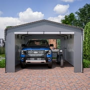 LZBEITEM 13x20 Ft Outdoor Heavy Duty Metal Carport with 4 Sidewalls & Galvanized Steel Roof for Cars, Boats, and Truck