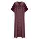 thumbnail image 5 of mfyjkho Vestidos midi para mujer, Vestido informal holgado de satén con cuello en V y botones de color liso para mujer Vestidos de otoño m, 5 of 8