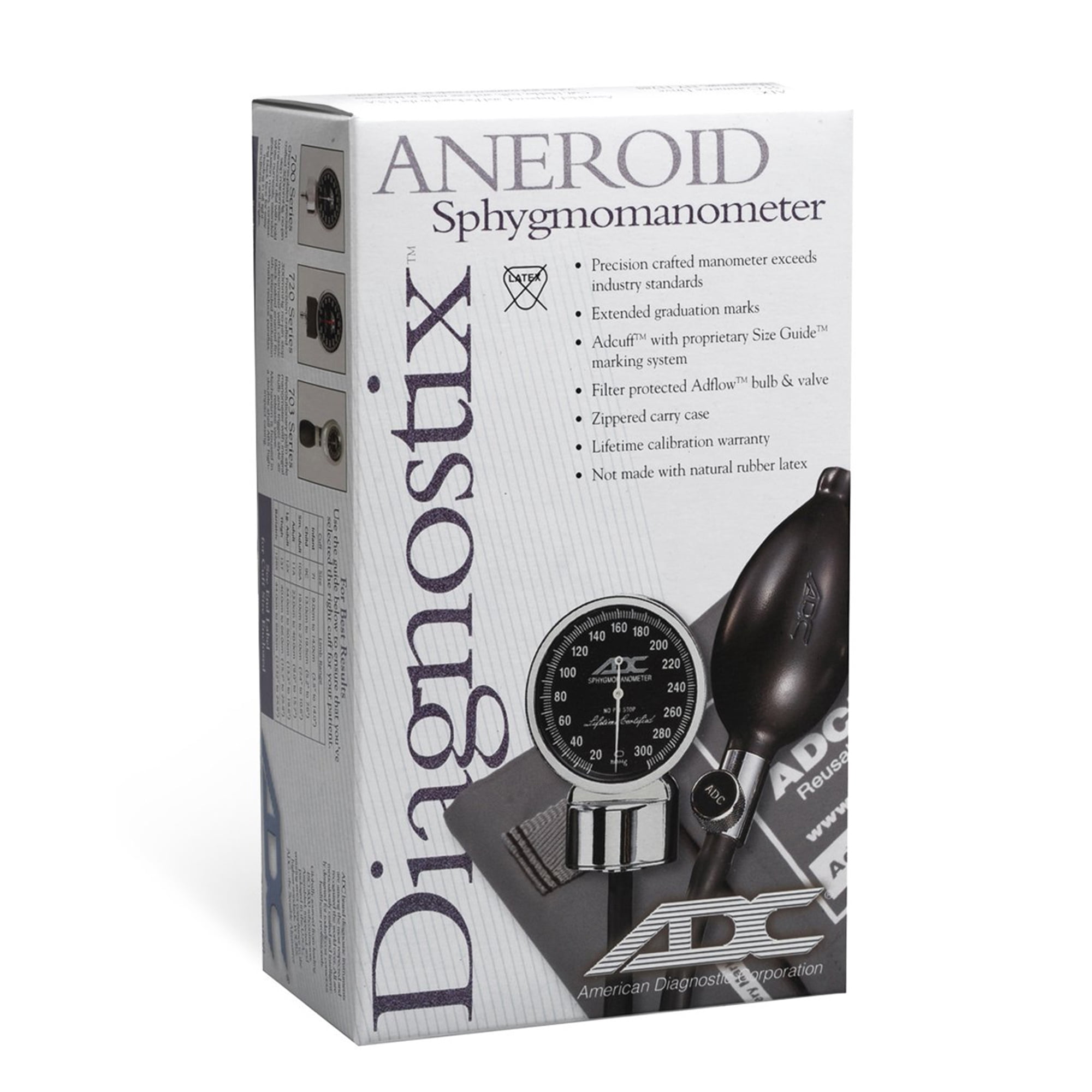 ADC Adult Cuff Arm Aneroid Sphygmomanometer Unit 2-Tubes Black 1 Each