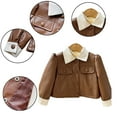 thumbnail image 2 of LYMAYTER Kids Girls Short Leather Jacket Toddler Motorcycle PU Leather Coats Baby Spring Fall Long Sleeve Outerwear for 2-12 T, 2 of 9