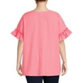 thumbnail image 3 of Terra & Sky V-Neck Shirred Flared Short Sleeve, Blouses and Tops (Women's), 3 of 5