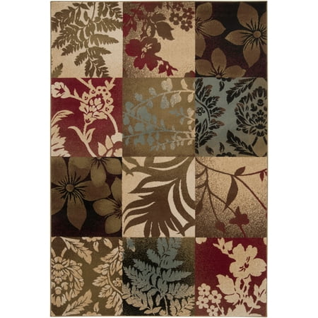 Christmas Quilt Blocks 2' x 3.25' Patchwork Garden Brown and Tan Geometric Blocks Round Area Throw Rug ()