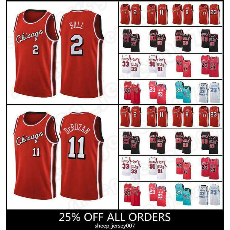 NBA_ Men Stitched 2 Lonzo Ball Basketball Jersey 11 Demar DeRozan 23 Dennis  91 Rodman Scottie 33 Pippen Red White Black Stripe Shirt''nba''jersey 