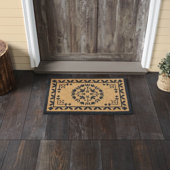 VHC Brands Charleston Mosaic Charcoal Coir Rug Rect 20x30