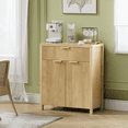 thumbnail image 4 of Aufeile Set of 3 Sideboard Buffet Cabinet with Storage, Modern Modular Fluted Accent Cabinet with 3 Drawers & Adjustable Shelves for Dining Room Living Room, Oak, 4 of 9