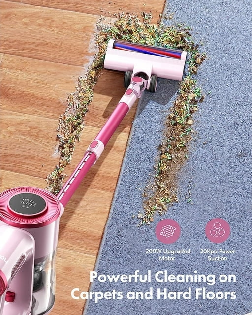 Homeika Cordless Vacuum Cleaner, 20Kpa Powerful Suction Vacuum with LED Display, 8 in 1 Lightweight Stick Vacuum with 30 Min Runtime Detachable Battery