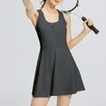 thumbnail image 6 of Tank Dresses for Women with Built in Shorts & Bra Casual Sleeveless V-Neck Tennis Dress Sport Going Out Exercise Mini Dresses with Zipper Gray M, 6 of 7