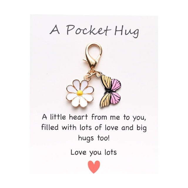 FUYPSE 2026 New Arrivals Greeting Card Display Stand Pocket Hug Cute Charms Flower Butterfly & Themed Keychains Heartwarming Blessing Creative Small Pendants