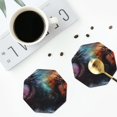 thumbnail image 4 of Lsque Colorful Ink Style Dragon Pattern 4" Drink Coasters Set of 4, PVC Leather Absorbent Coasters, Table Coaster Set Decorative Coffee Cup Coasters Housewarming Gift -Octagon, 4 of 6