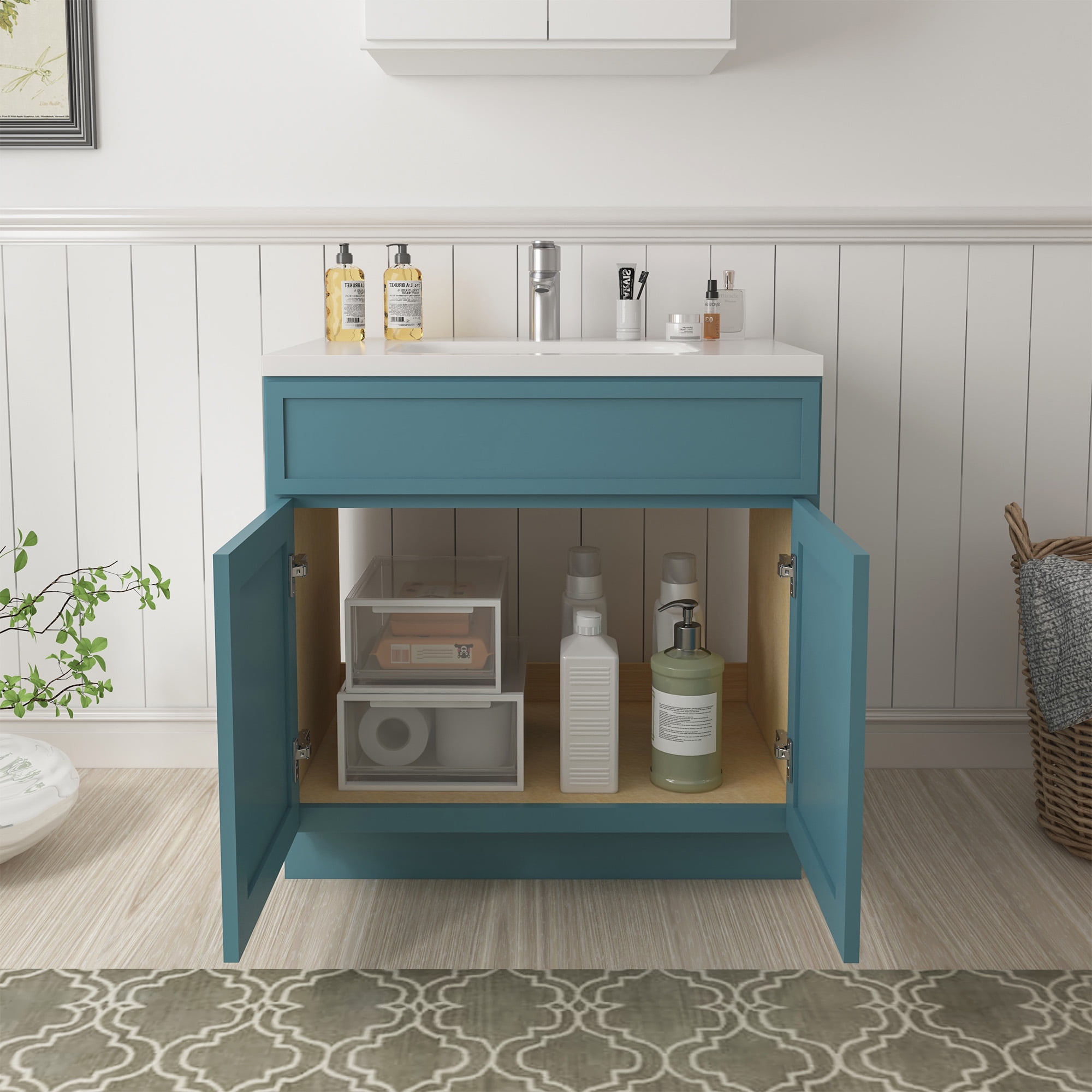 Vanity Art 33" W Birch Plywood Freestanding Single Base Storage Cabinet with Soft Close Doors