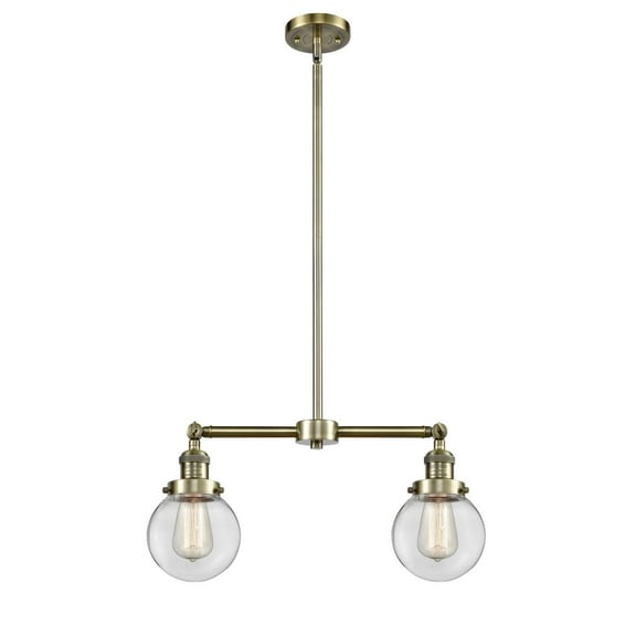 Innovations 2-LT Vintage LED Beacon 23" Chandelier - Antique Brass - 209-AB-G202-6-LED
