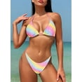 thumbnail image 6 of FEORJGP Women Beach Bikini Set Ladies Sleeveless Tie-up Bra Bustier with Low Waist Briefs Thong Bathing Suit 2-piece Swimsuit Sexy Fashion Swimwear, 6 of 7