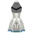 thumbnail image 4 of TiaoBug Women's Metallic Alien Dress Halter Neck Shiny Holographic Dance Dresses Blue 4XL, 4 of 7