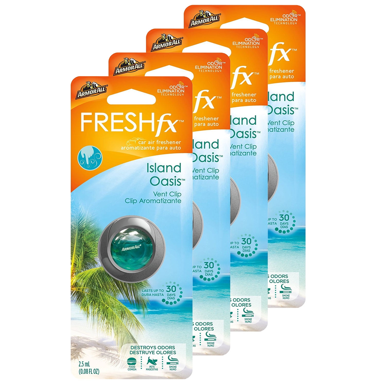 Armor All FRESHfx Car Air Freshener Vent Clip, 4PACK (Island Oasis