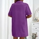 thumbnail image 5 of Conjunto de 2 piezas para mujer con camisa con solapa y pantalones cortos: color liso, traje informal de verano, poliéster, corte ajustado, tallas S-XL, ropa para vacaciones/fiestas, 5 of 8
