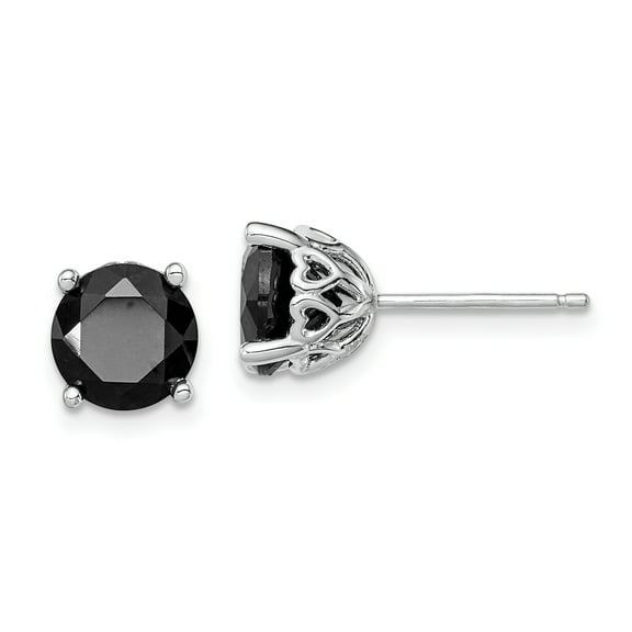 Primal Silver Sterling Silver Rhodium-plated Black Sapphire Post Earrings