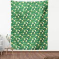 thumbnail image 4 of Tropical Fabric by the Yard, Exotic Plumeria Flower Petals on Palm Leaves Jungle Nature Hipster Graphic, Upholstery Fabric for Dining Chairs Home Decor Accents, Fern Green Mustard by Ambesonne, 4 of 5
