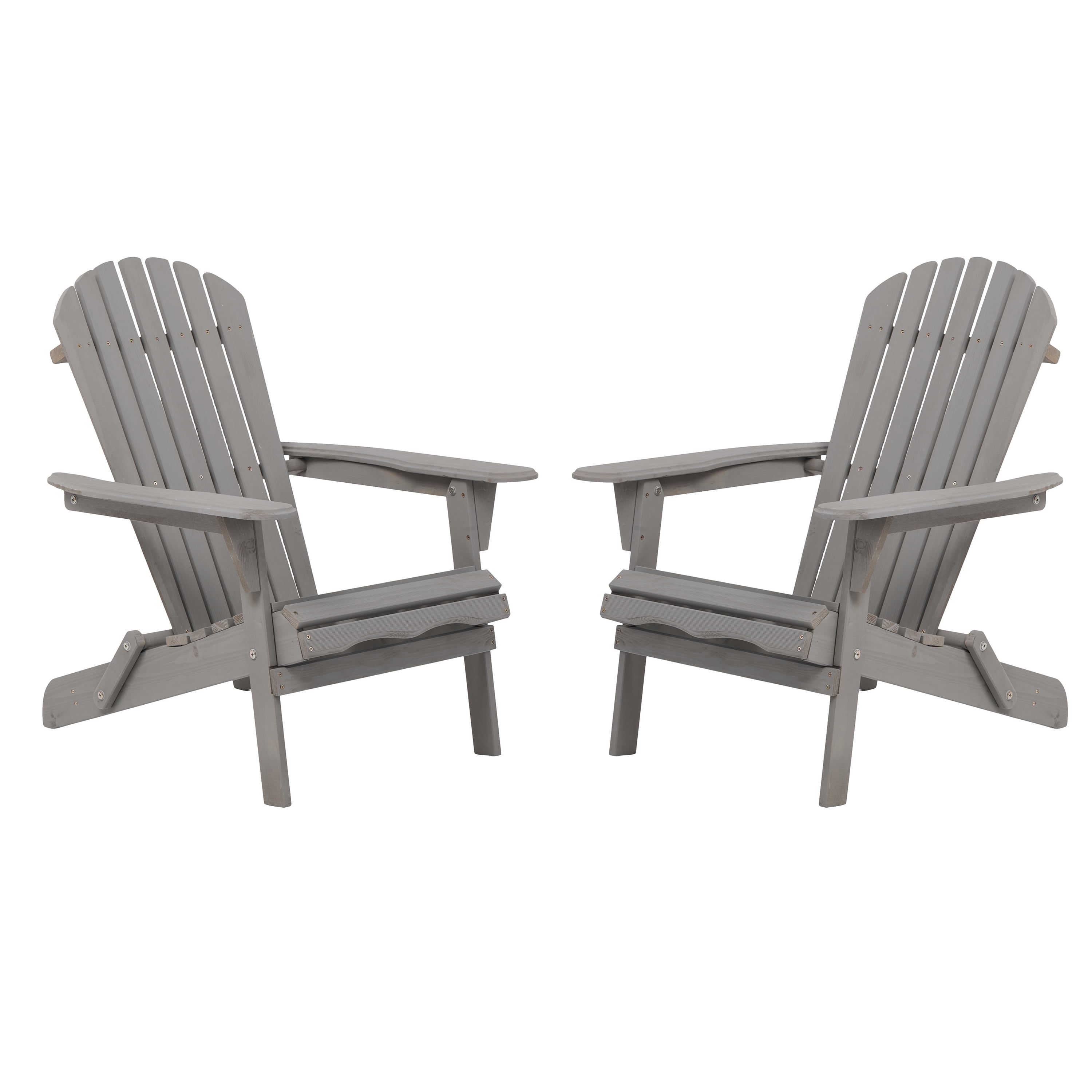 Wooden Adirondack Chair Set of 2 Pre-Assembled Backrest Folding Chair for Garden Backyard Porch Pool Deck Yard, Grey