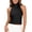 Black, variant on Turtleneck Cropped Tank Tops for Women Satin Backless Loose Fit Sleeveless T Shirts Elegant Solid Halter Tees Tops Shirts Beige M