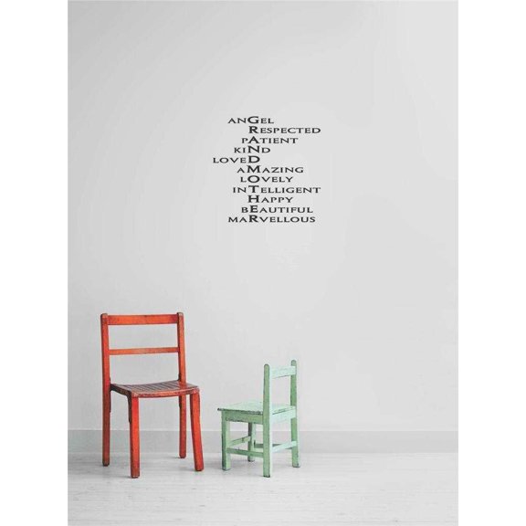 Do It Yourself Wall Decal Sticker Angel Respected Patient Kind Loved Amazing Lovely Intelligent Happy Beautiful ous Quote 10x20