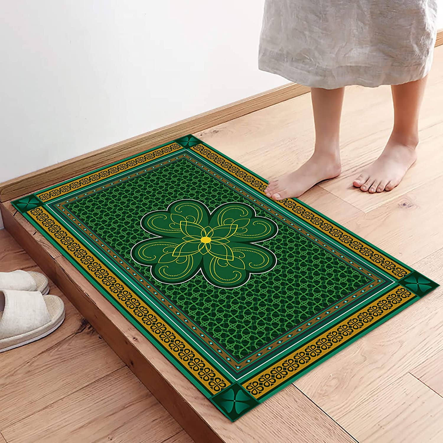 Outdoor Mats for Back Door Waterproof Irish Shamrock Flag Houses Doormat  Easy to Clean Happy St. Patrick's Day Coir Door Mat Entryway Outdoor Floor