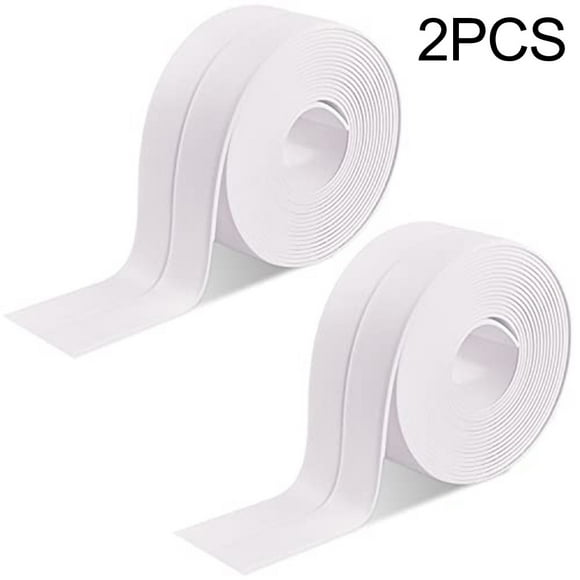 2PCS Bath Sealant Strip Caulk Strip Sealant Tape for Kitchen, Toilet White 3.2M