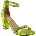 thumbnail image 1 of Over the Toe Strap Ankle Wrap Strap Heel Open Toe Medium Heel, Mustard, 8.5, 1 of 4