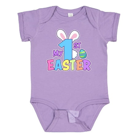

Inktastic My 1st Easter One with Bunny Ears and Tail Gift Baby Boy or Baby Girl Bodysuit