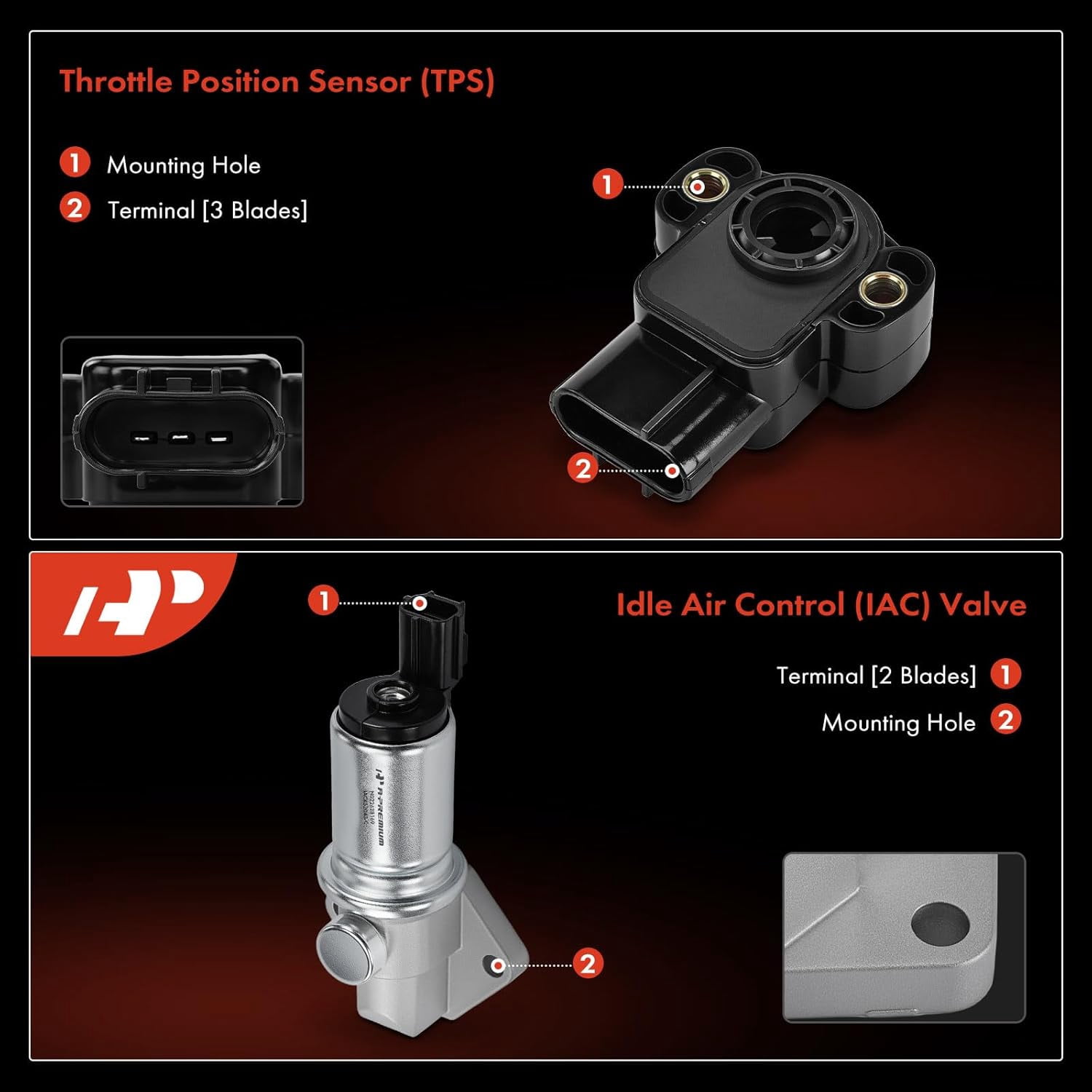 A-Premium Idle Air Control Valve IAC + Throttle Position Sensor TPS Compatible with Ford F-150 1997-2003, F-150 Heritage 2004, F-250 1997-1999, Expedition 1997-2004, E-250/E-350 Econoline & Lincoln