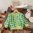 thumbnail image 2 of Hoodie for Girls 9-10 Girls Cute Cardigan Long Sleeve Button Up Plaid Knit Cardigan Crewneck Casual Sweater Z0F-Green, 5-6 Years, 2 of 3
