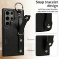 thumbnail image 6 of for Samsung Galaxy S24 Ultra Wallet Case with Card Holder, Hand Wrist Strap Loop Holder Kickstand, Finger Grip Ring PU Leather Double Buttons Shockproof Soft TPU Cover for Galaxy S24 Ultra, Black, 6 of 10