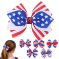 thumbnail image 5 of Wxirdiow Toddler Girls Bow Clips Independence Day Hair Bow Flag Bowknot 4th Of July Hair Bow Pin Glitter Cheer Bow Hair Red White Blue Hairpins Barrettes For Red Size,3-12 Years, 5 of 6
