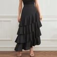 thumbnail image 2 of jtjvou Women's High Waist Elegant Irregular Ruffle Hem Skirt Party Tiered Layered Fashion Maxi Long Skirt Black S, 2 of 9