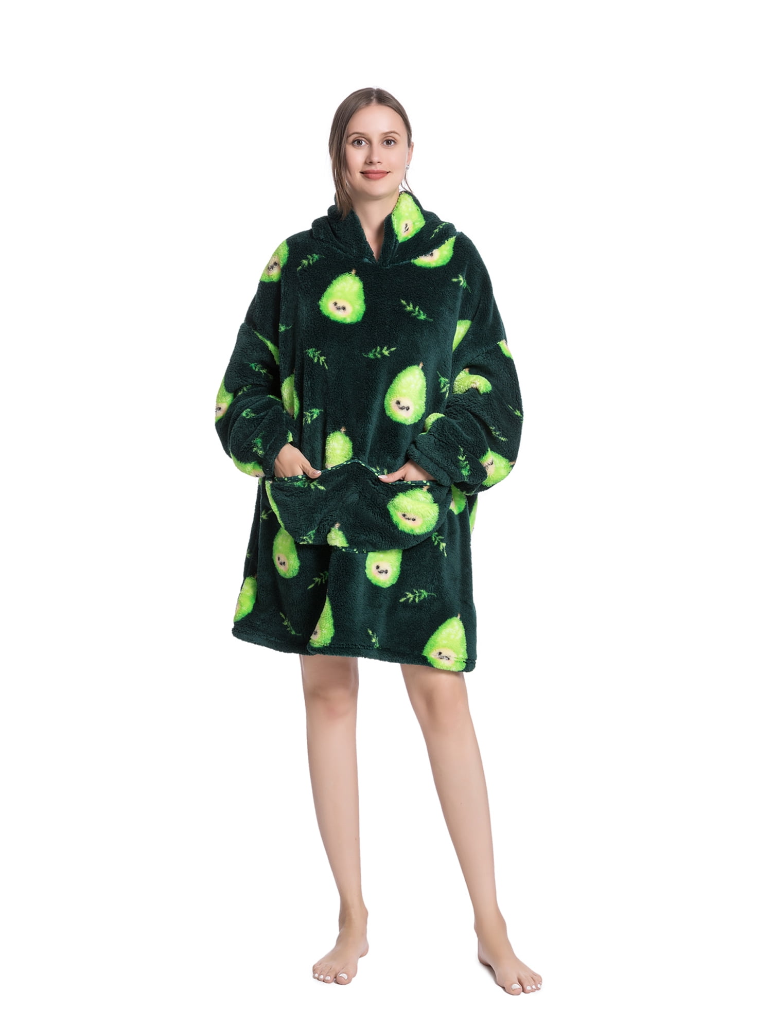 Oversized Hoodie Blanket Wearable Blanket Sweatshirt Plush Warm Cozy Fleece Top for Women Men Kids