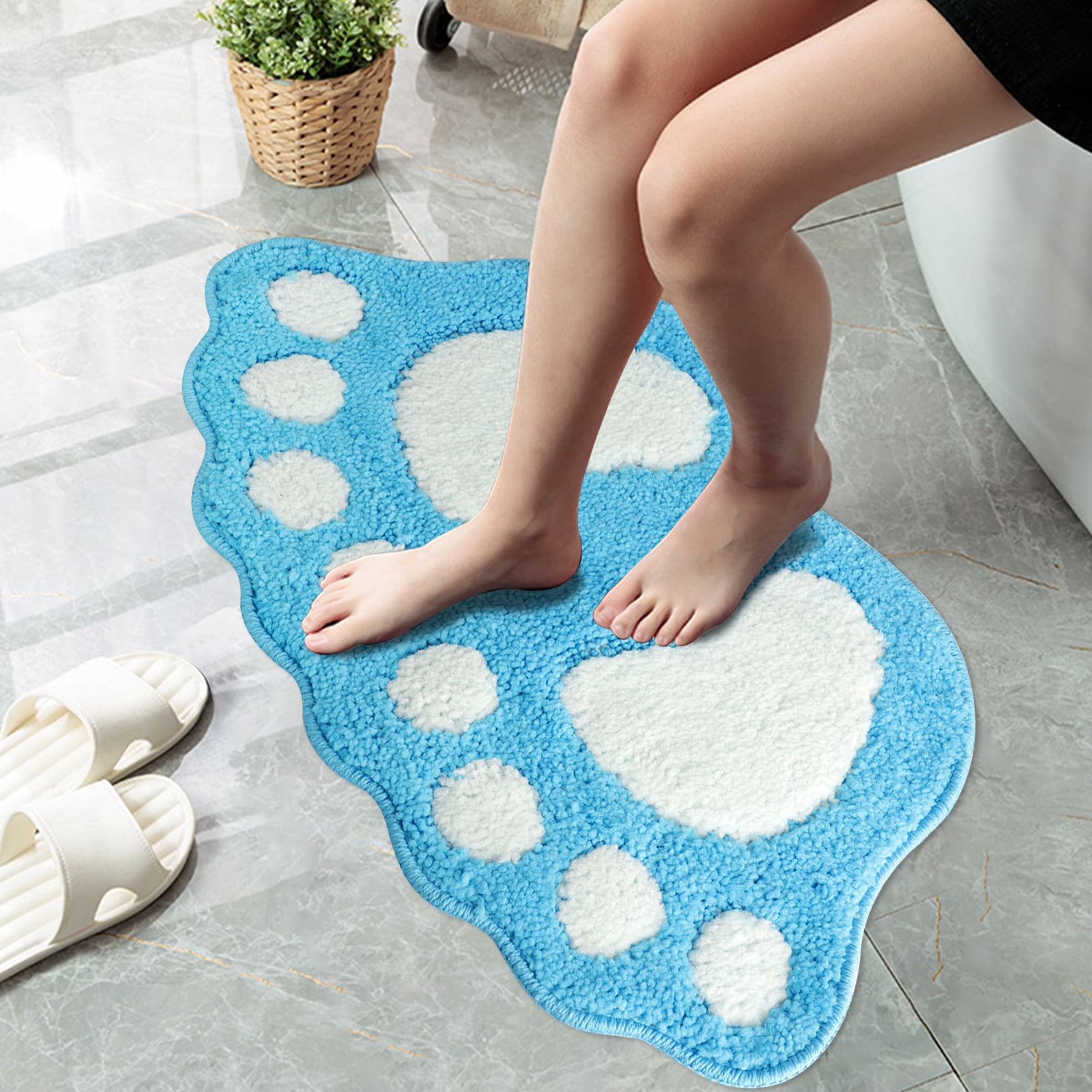Shaggy Microfibre Bathroom Shower Bath Mat Rug Carpet Non-Slip Backing 60x40cm 