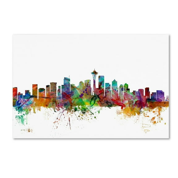 Trademark Fine Art Michael Tompsett Seattle Washington Skyline Canvas Wall Art - 12x19