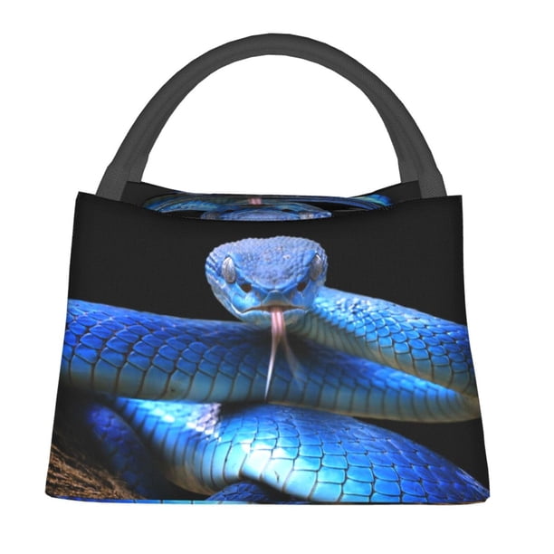 Fotbe Blue Viper Snake Bolsa Térmica Portátil con Estampado, Bolsa de Entrega de Alimentos Aislada, Bolsa Reutilizable de Gran Capacidad para Comidas y Supermercado