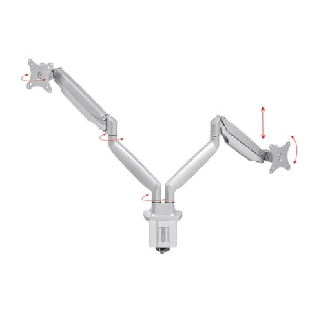 Monoprice Dual Arm Adjustable Gas Spring Desk Mount - Silver For 15 to 34 Inch Monitors, Vessa 100x100, weight 19.8lbs - Workstream - Workstream