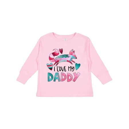 

Inktastic I Love My Daddy Pink and Blue Fox with Hearts Gift Toddler Boy or Toddler Girl Long Sleeve T-Shirt