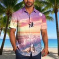 thumbnail image 1 of Blusa y camisa de manga corta con cuello vuelto para hombre, blusa informal de moda con botones estampados, blusa de manga corta con cuello vuelto, blusa de poliéster para hombre, 1 of 6