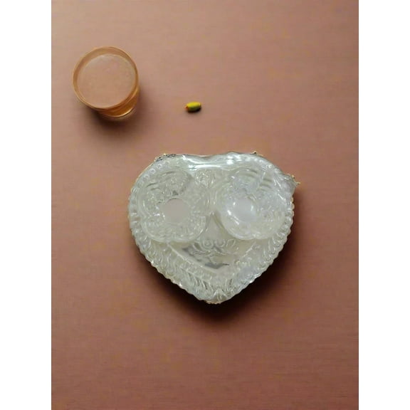 german silver heart shape kumkum bowl set of 10 for give away item