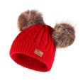 thumbnail image 1 of Sonducket Bufanda Conjunto de gorro y guantes para niños Gorro de punto Gorro Delicados productos para niños Estirable Clima frío Cómodo Bufanda rosa Sombreros marrón bola de pom rojo, 1 of 6