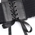 thumbnail image 6 of FOCUSNORM Womens Wide Elastic Lace-up Waist Belt Adjustable Leather Cinch Corset Waistband, 6 of 7