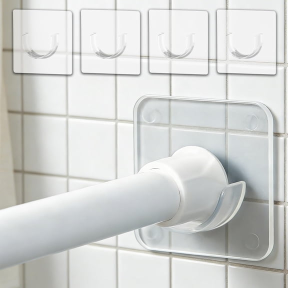 ZHZFKQ 4Pcs No Drilling Telescopic Curtain Rod Heavy Duty Expandable Rod for Bathroom Kitchen Door Window Home Use,Sturdy No Drill Telescopic Rod