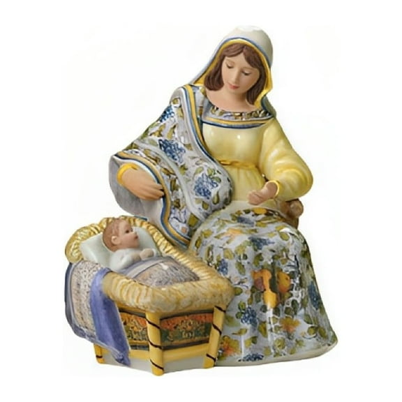 The Bradford Exchange Mary & Baby Jesus Issue #1 from Silent Night (Notte Silenzioza) Nativity Figurine Collection Handcrafted Porcelain Tuscan Style Motifs Gold Tone Highlights 7-inches