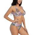 thumbnail image 2 of Kdxio Cute Donuts Print Women's 2 Piece High Waisted Wrap Spaghetti Strap Summer Swimsuit Bikini Set-, 2 of 7